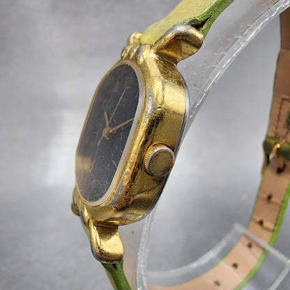 Seiko Watch Women 21mm Black Dial Gold Tone Oval 26215230 New Battery2