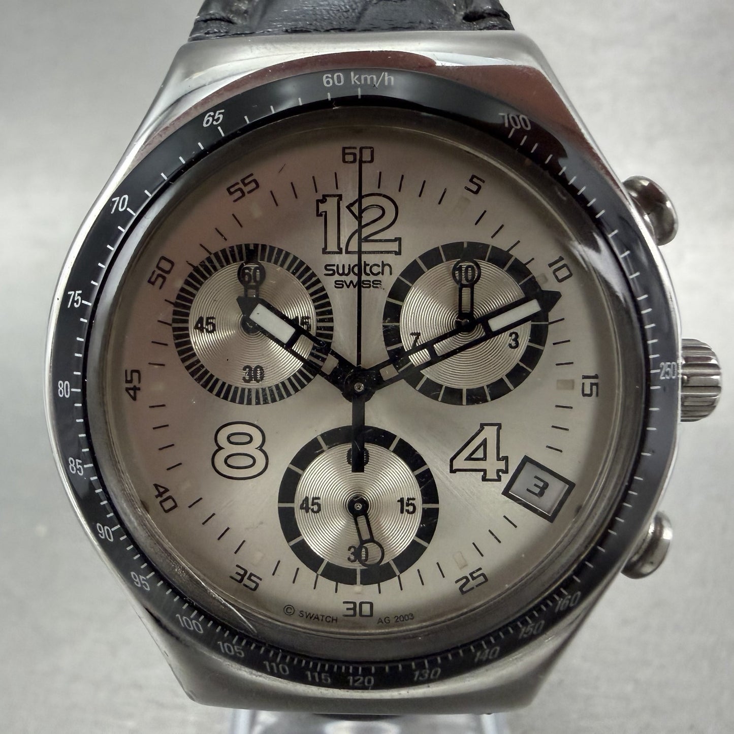 Swatch Irony Chrono Get in the Game Watch Men 40mm Silver Dial Steel Date YCS4501