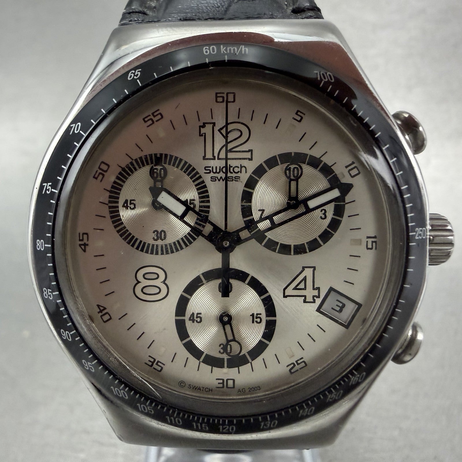 Swatch Irony Chrono Get in the Game Watch Men 40mm Silver Dial Steel Date YCS4501