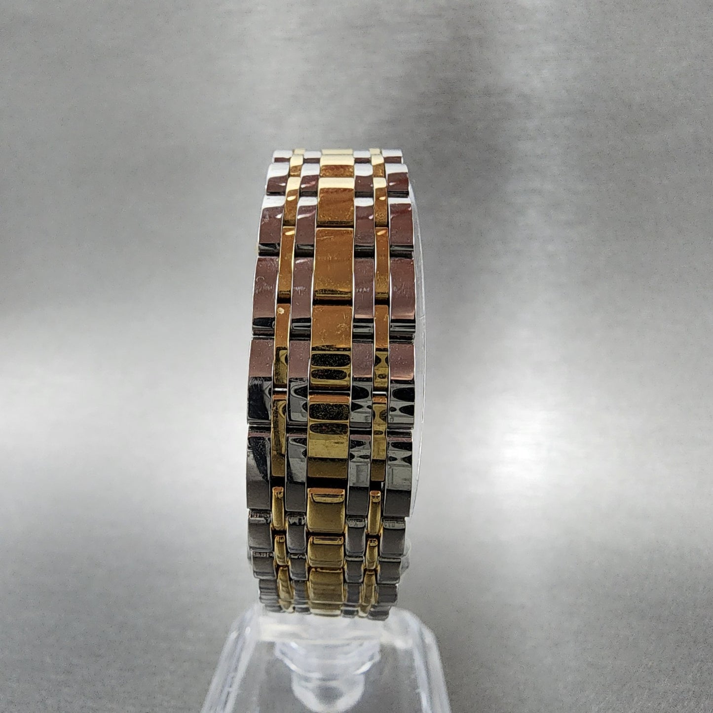 Bulova Quadra Tank Watch Women 21mm Black Dial Two Tone Rectangle 98P185 Works7