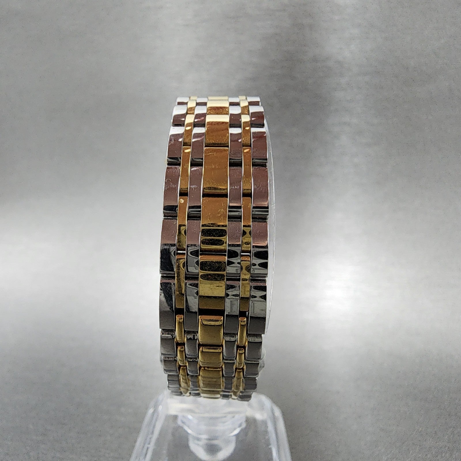 Bulova Quadra Tank Watch Women 21mm Black Dial Two Tone Rectangle 98P185 Works7