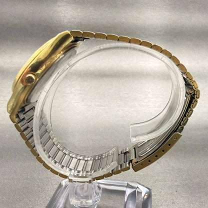 Seiko Pulsar Watch Men 34mm Champagne Dial Gold Tone Daydate V348-7009 New Battl6