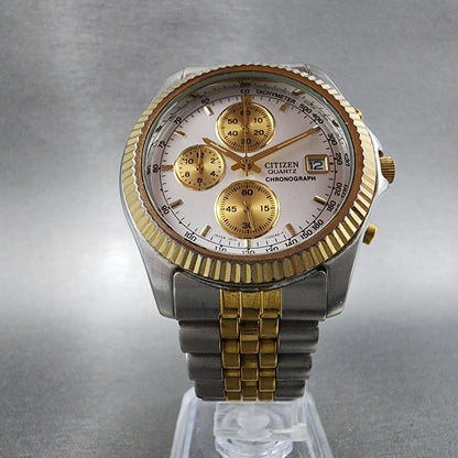 Citizen Chronograph Watch Men 38mm Silver Dial Two Tone Date 0510C50031 NewBa115
