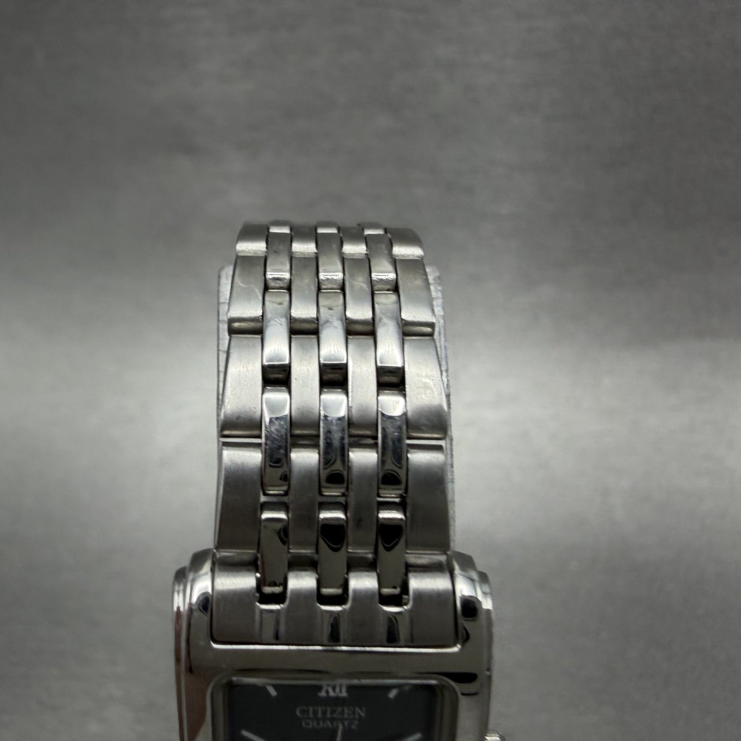 Citizen Tank Watch Women 18mm Black Dial Silver Tone Rectangle New Battery ABC4