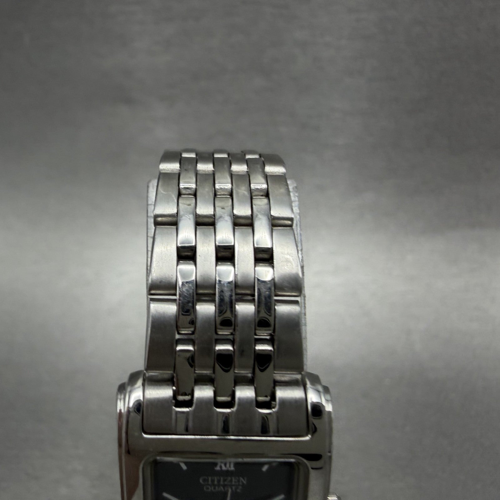 Citizen Tank Watch Women 18mm Black Dial Silver Tone Rectangle New Battery ABC4