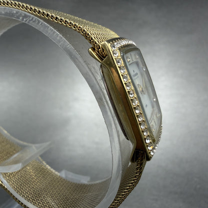 Skagen Tank Watch Women 21mm Mop Dial Gold Tone Rectangle 384XSGG New Battery3