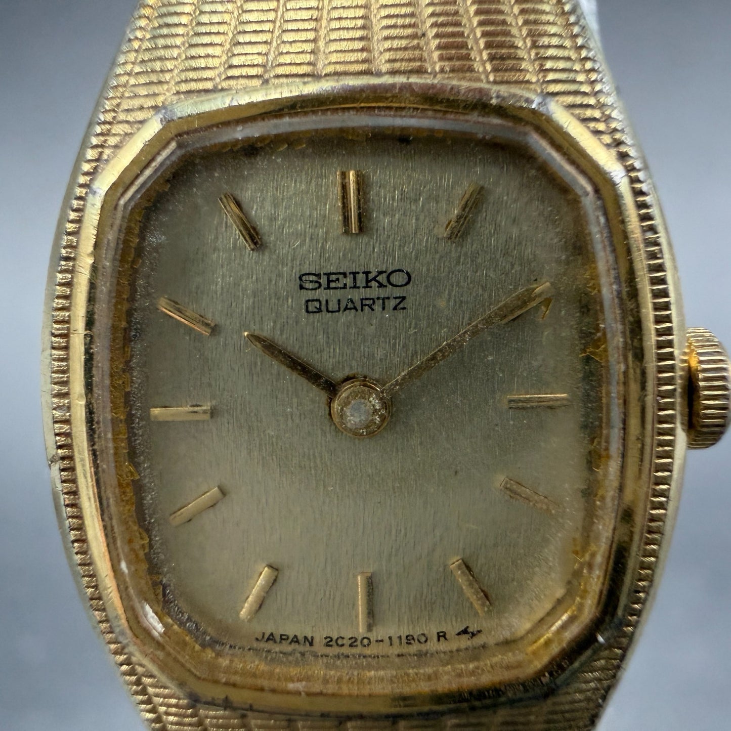Seiko Watch Women 16mm Champagne Dial Gold Tone Rectangle 2c20-5569 New Battery1