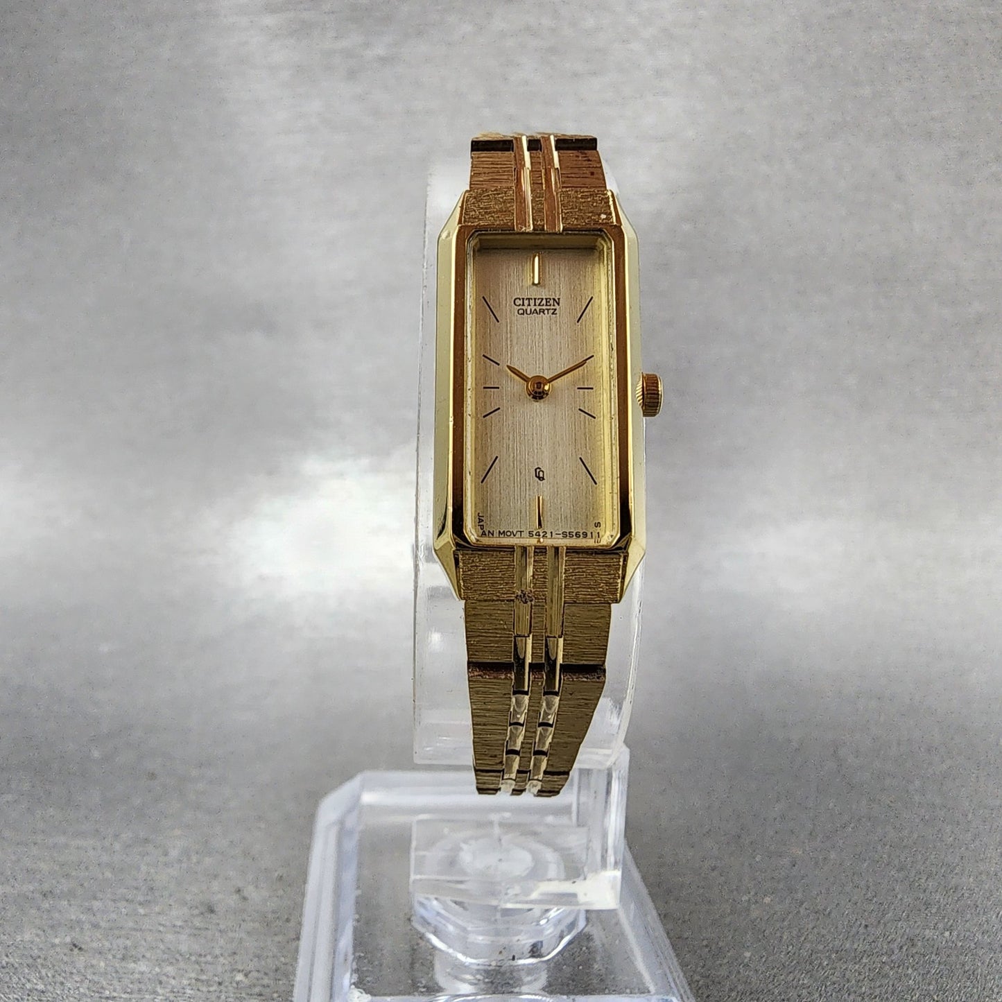 Citizen CQ Tank Watch Women 13mm Champagne Dial Gold Tone Rectangle New Battery5