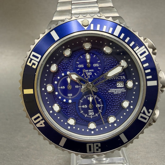 Invicta Pro Diver Chronograph Watch Men 50mm Blue Dial Steel Date 18907 New Batt0