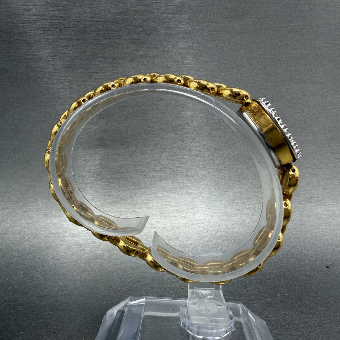 Gruen Watch Women 17mm White Dial Gold Oval Diamond Bezel New Battery VTG8