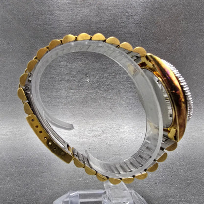 Waltham President Watch Men 36mm Gold Dial Gold Tone Daydate Round New Battery9
