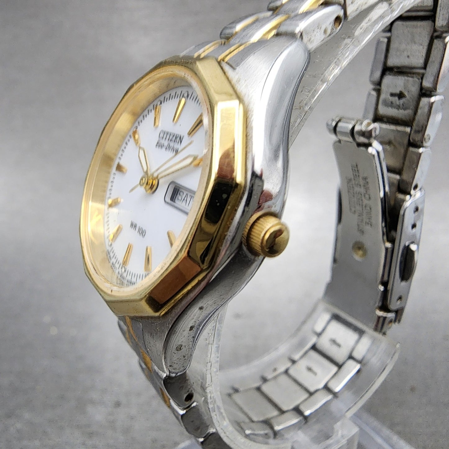 Citizen EcoDrive Watch Women 27mm White Dial Two Tone Daydate Round Runs2