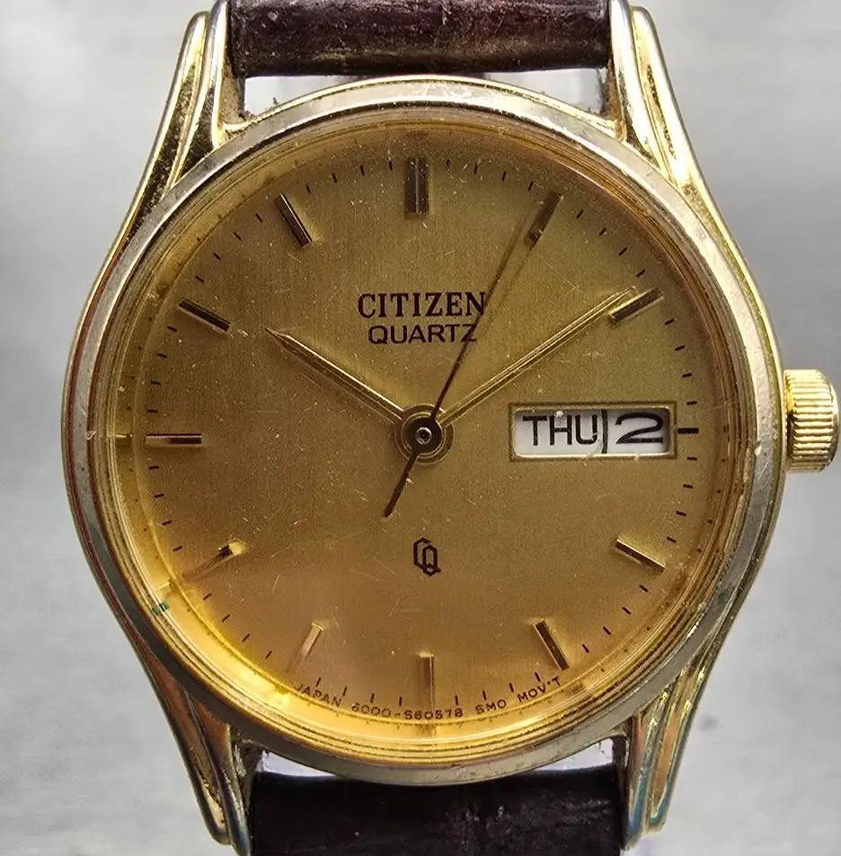 Citizen CQ Watch Women 23mm Gold Dial Gold Tone Daydate 6000-S19970 New Battery1