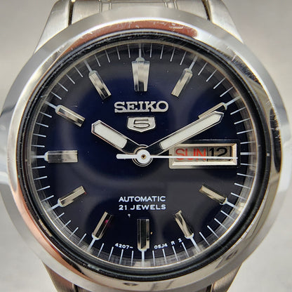 Seiko 5 Watch Women 25mm Blue Dial Steel Dadyate Round Automatic Runs 420701F01