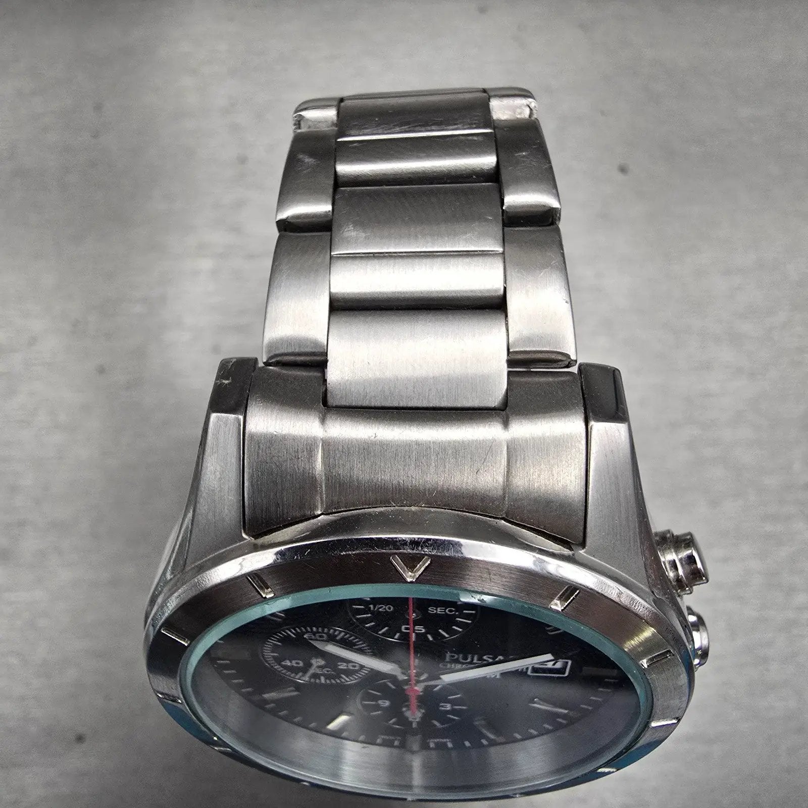 Seiko Pulsar Chronograph Watch Men 40mm Black Dial Silver Tone YM92-X181 New Bat4