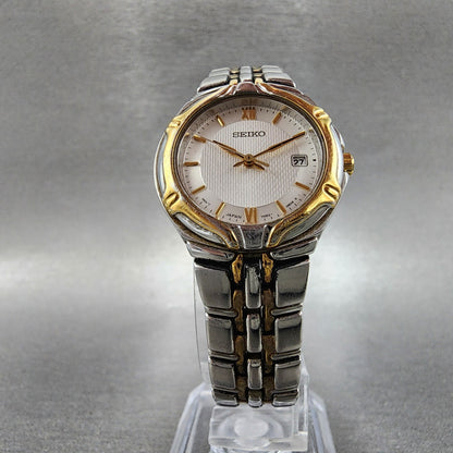 Seiko Watch Women 26mm Blue Dial Two Tone Date Round 7N820AT0 New Battery5