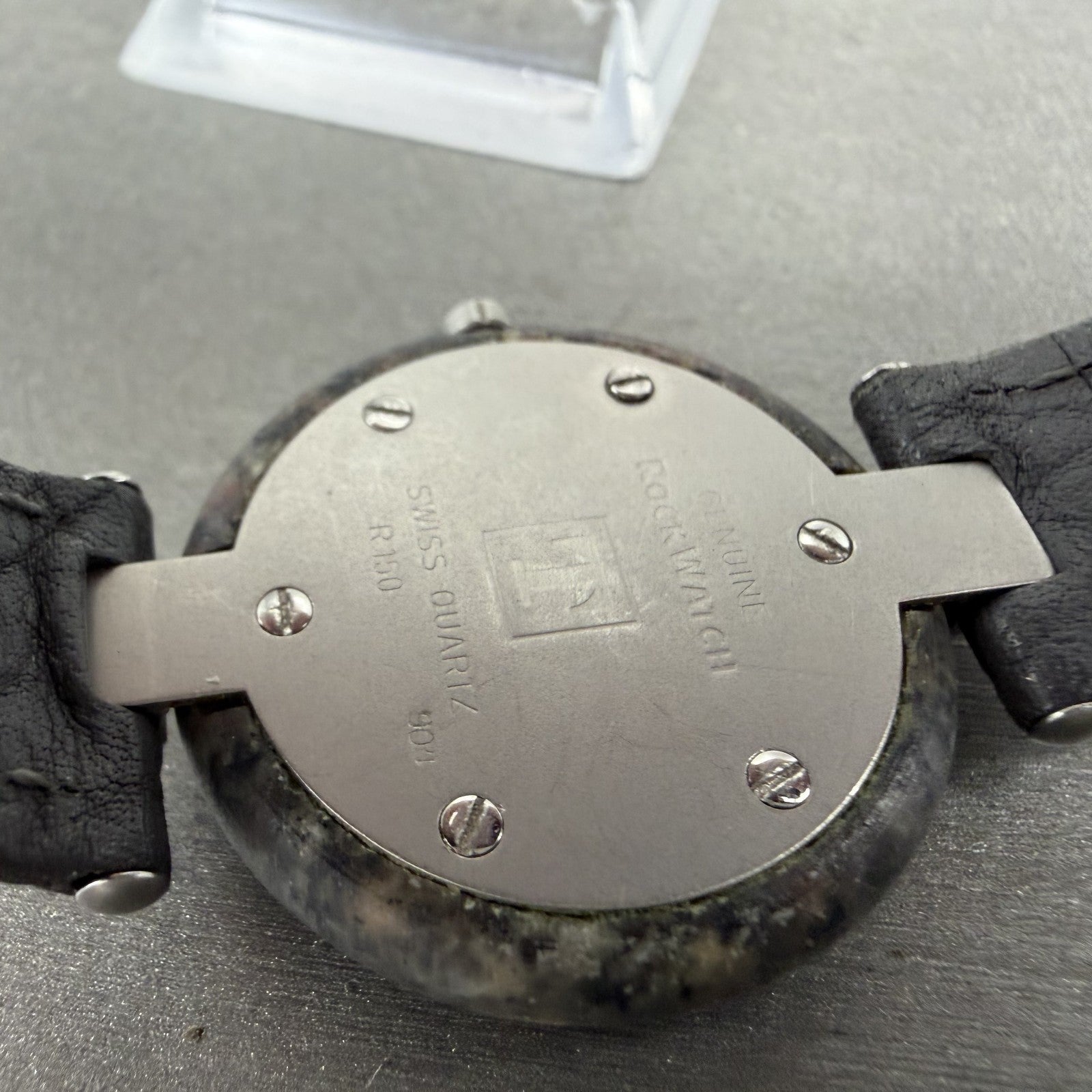 Tissot Rock Watch Women 30mm Gray Stone Dial Stone Case Round PARTS CRACKED!!!9