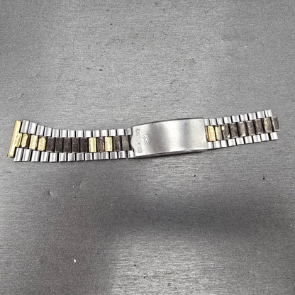 Seiko SQ Bracelet 20mm Stainless Steel Two Tone Tri Folding Clasp Vintage Z2780