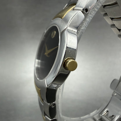 Movado Museum Watch Women 25mm Black Dial Two Tone Round 81 A1 1842 New BatteryA2