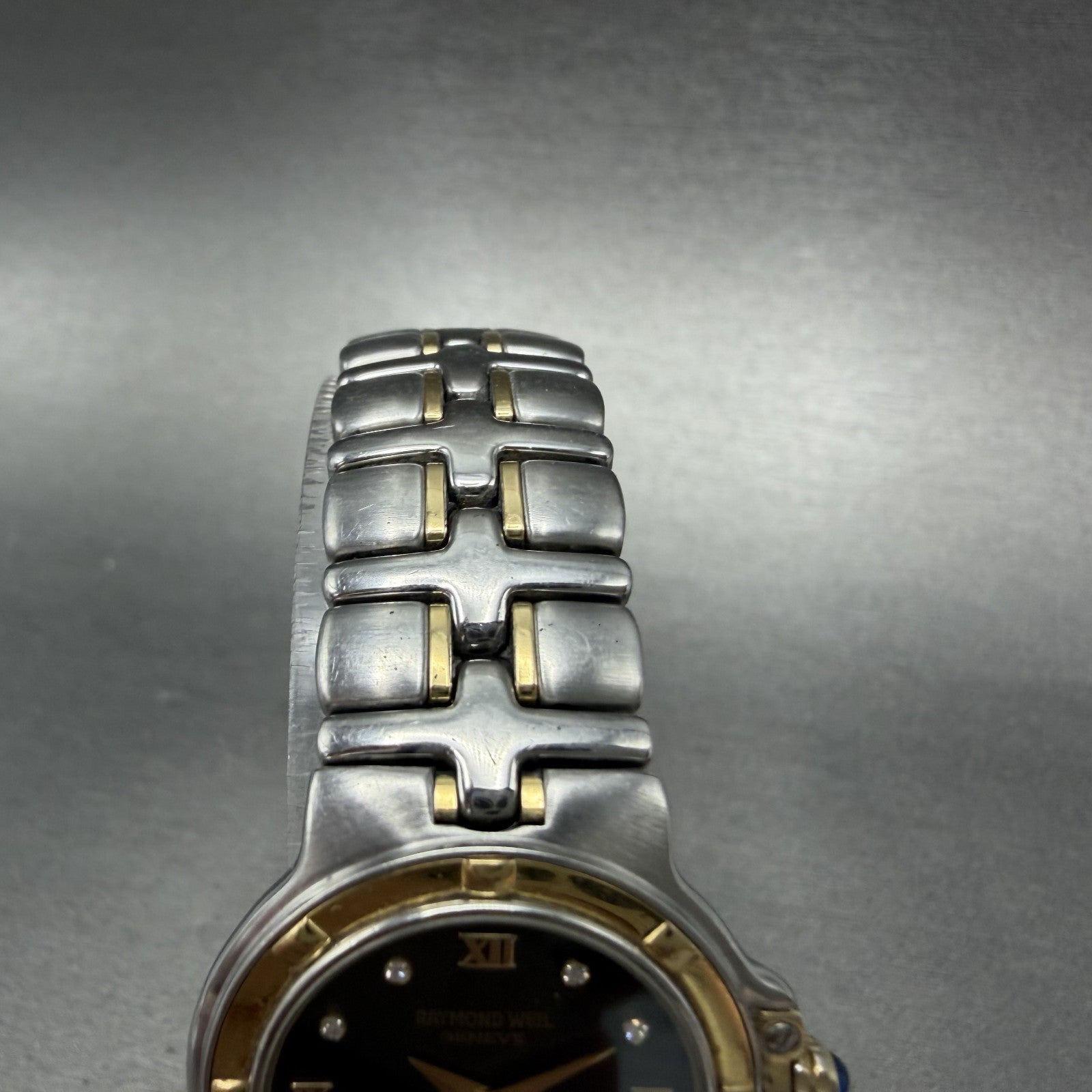 Raymond Weil Parsifal Watch Women 27mm Black Dial Two Tone Date 9990 New battery4