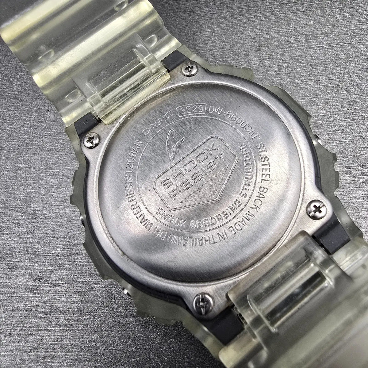 Casio G-Shock DW-5600SKE Watch Men 44mm Clear Case Chrono Alarm New Battery10