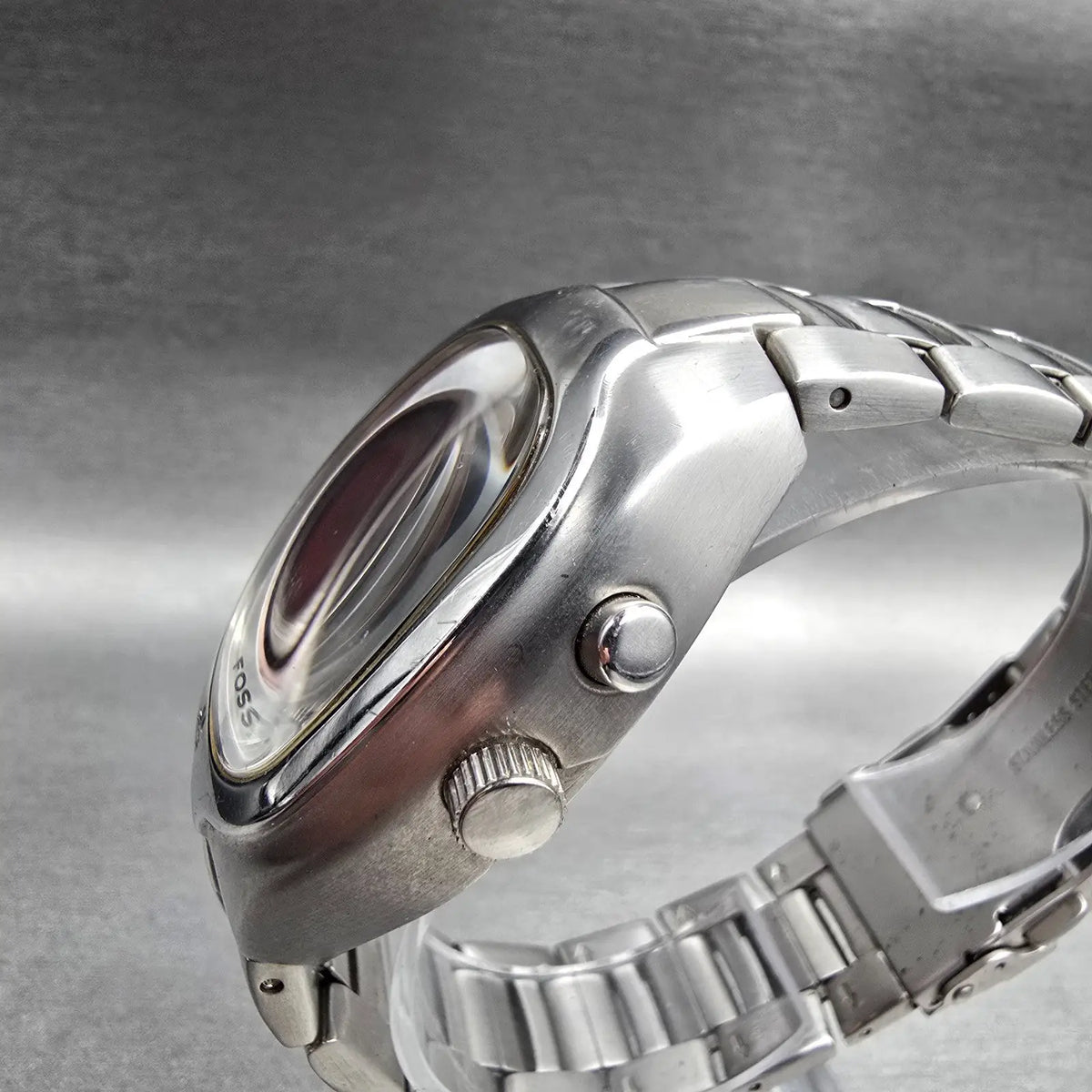 Fossil Big Tic Dragon Watch Men 38mm Red Dial Silver Tone Oval JR-8161 New Batt2