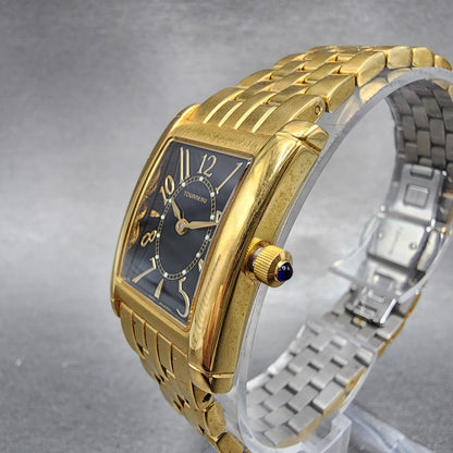 Tourneau Tank Watch Women 22mm Black Dial Gold Tone Rectangle READ New Battery2