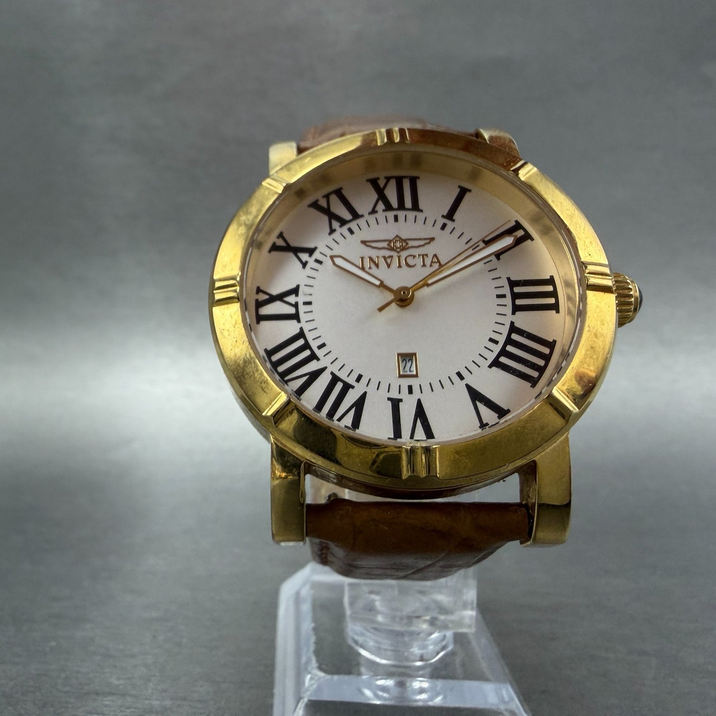 Invicta Specialty Watch Men 42mm Silver Dial Gold Tone Date 13971 New Battery5