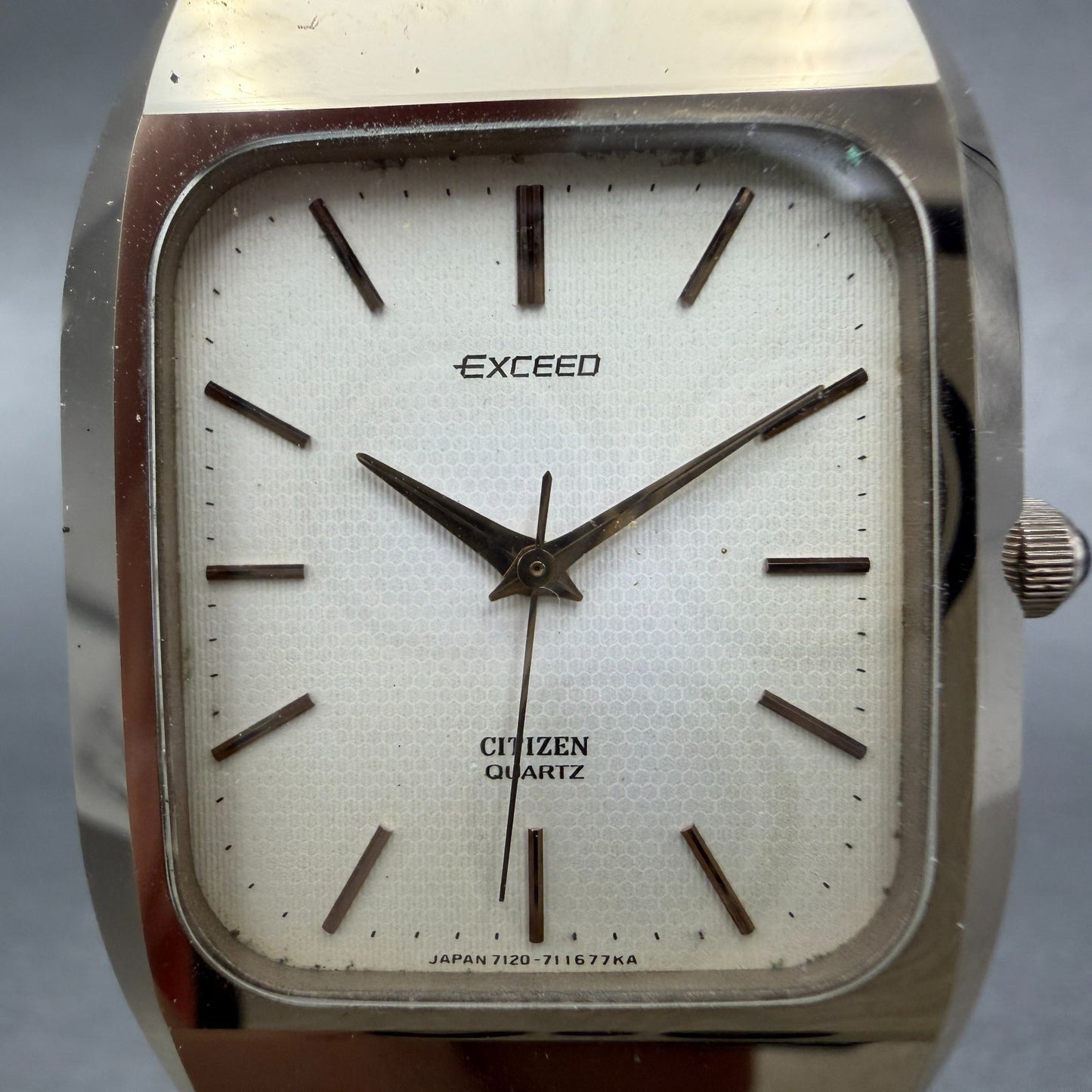 Citizen Exceed Watch Men 29mm Champagne Dial Rose Gold Tone Rectangle 7120 PARTS2