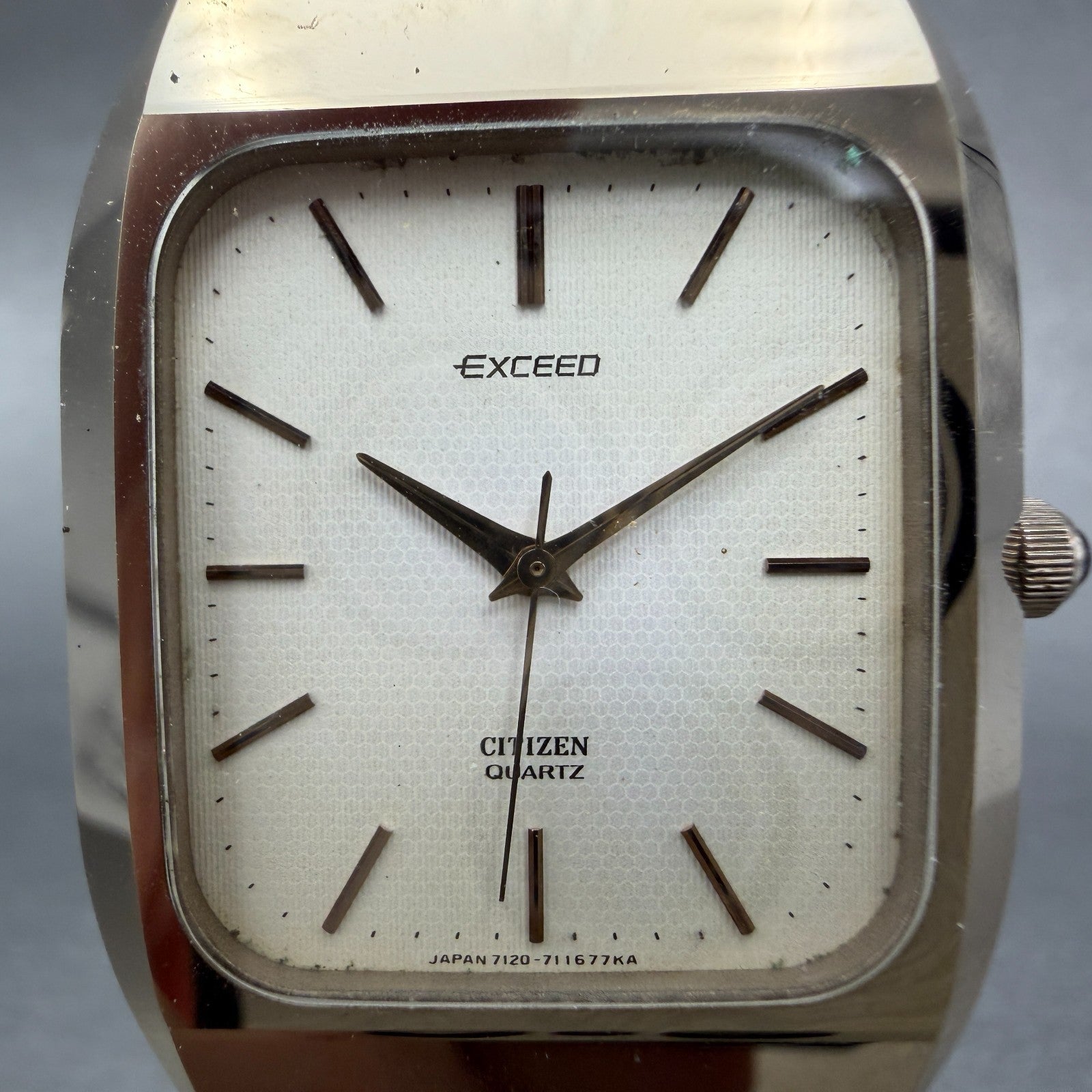 Citizen Exceed Watch Men 29mm Champagne Dial Rose Gold Tone Rectangle 7120 PARTS2