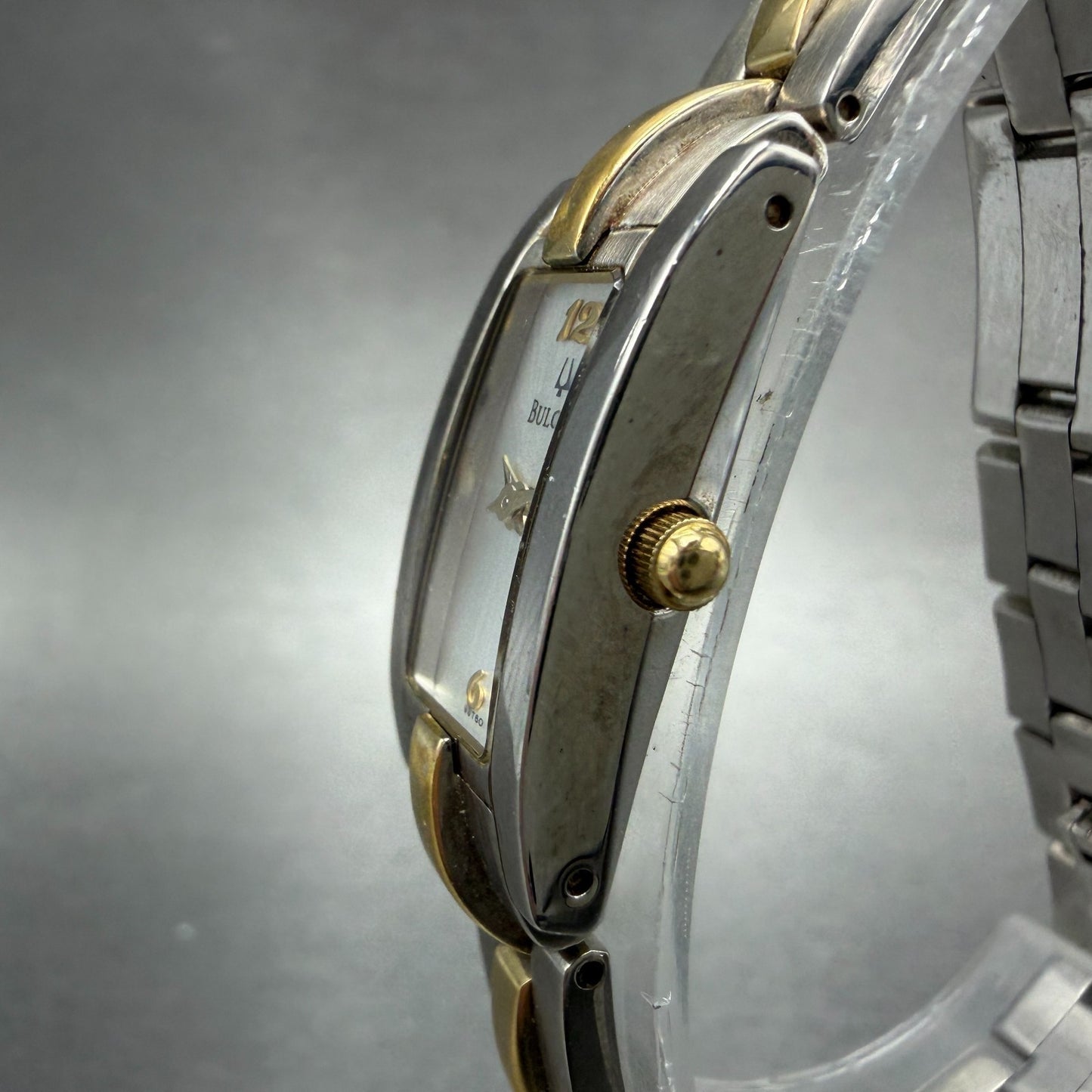 Bulova Tank Watch Women 14mm Silver Dial Two Tone Rectangle 98T60 New Battery2