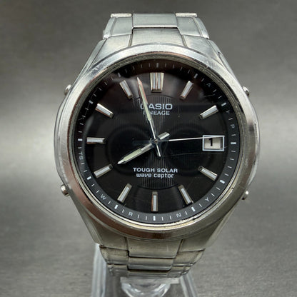 Casio Lineage Watch men 38mm Black Dial Steel Date Round Solar LIW-120 Runs0