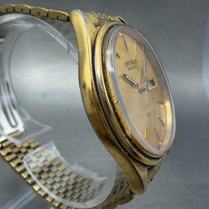 Seiko SQ Watch Men 35mm Champagne Dial Gold Tone Daydate 5y23-8049 New Battery B3