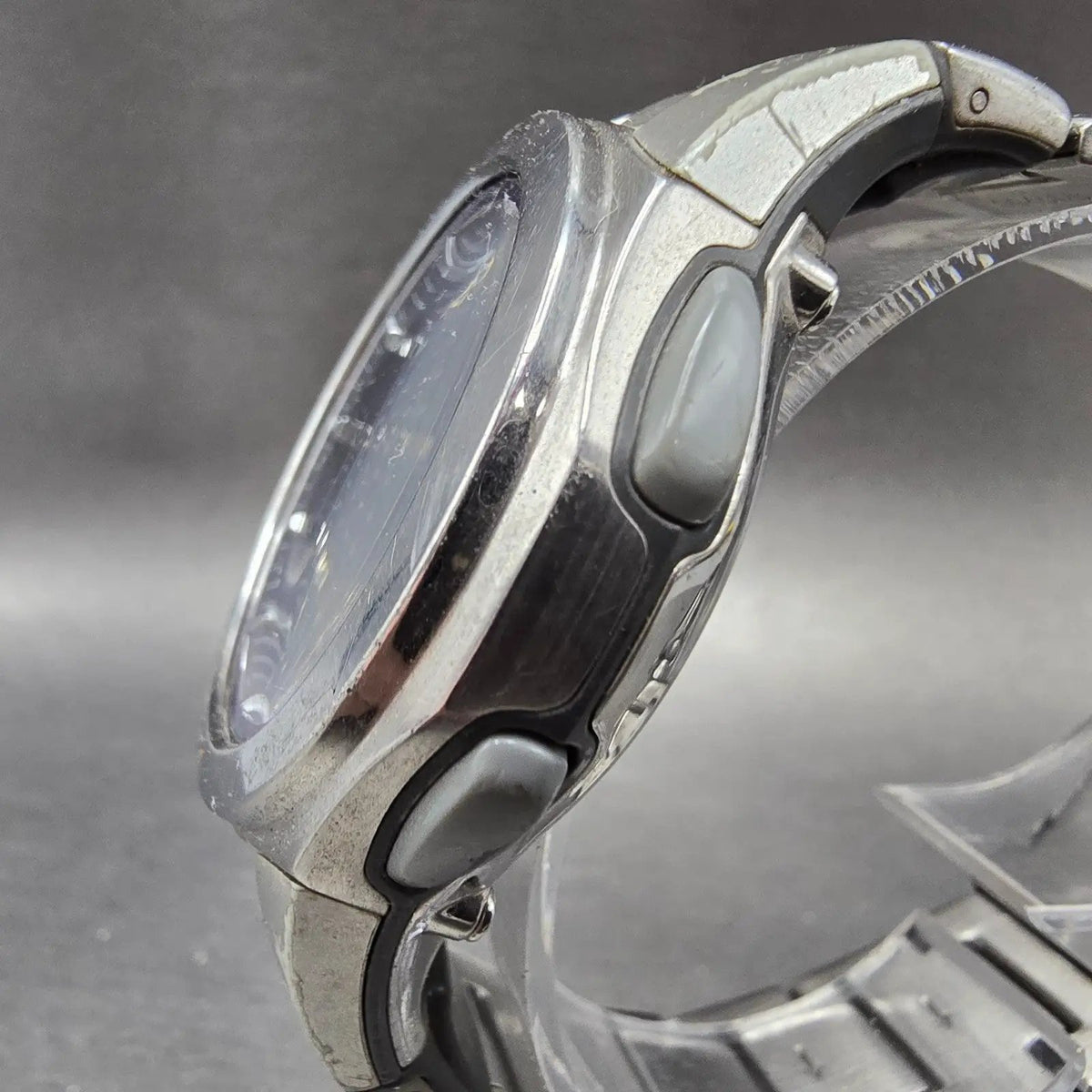 Casio WVA-400J Watch Men 42mm Blue Dial Silver Alarm Chrono Waveceptor PARTS3