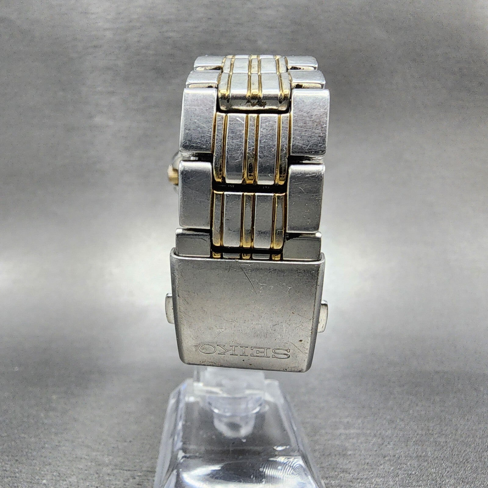 Seiko Watch Men 39mm Black Dial Two Tone Round Daydate 7n430az0 New Batttery7