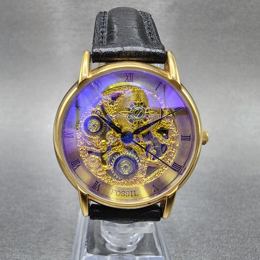 Fossil Watch Women 32mm Skeleton Dial Gold Tone Round SK5019 New Battery0