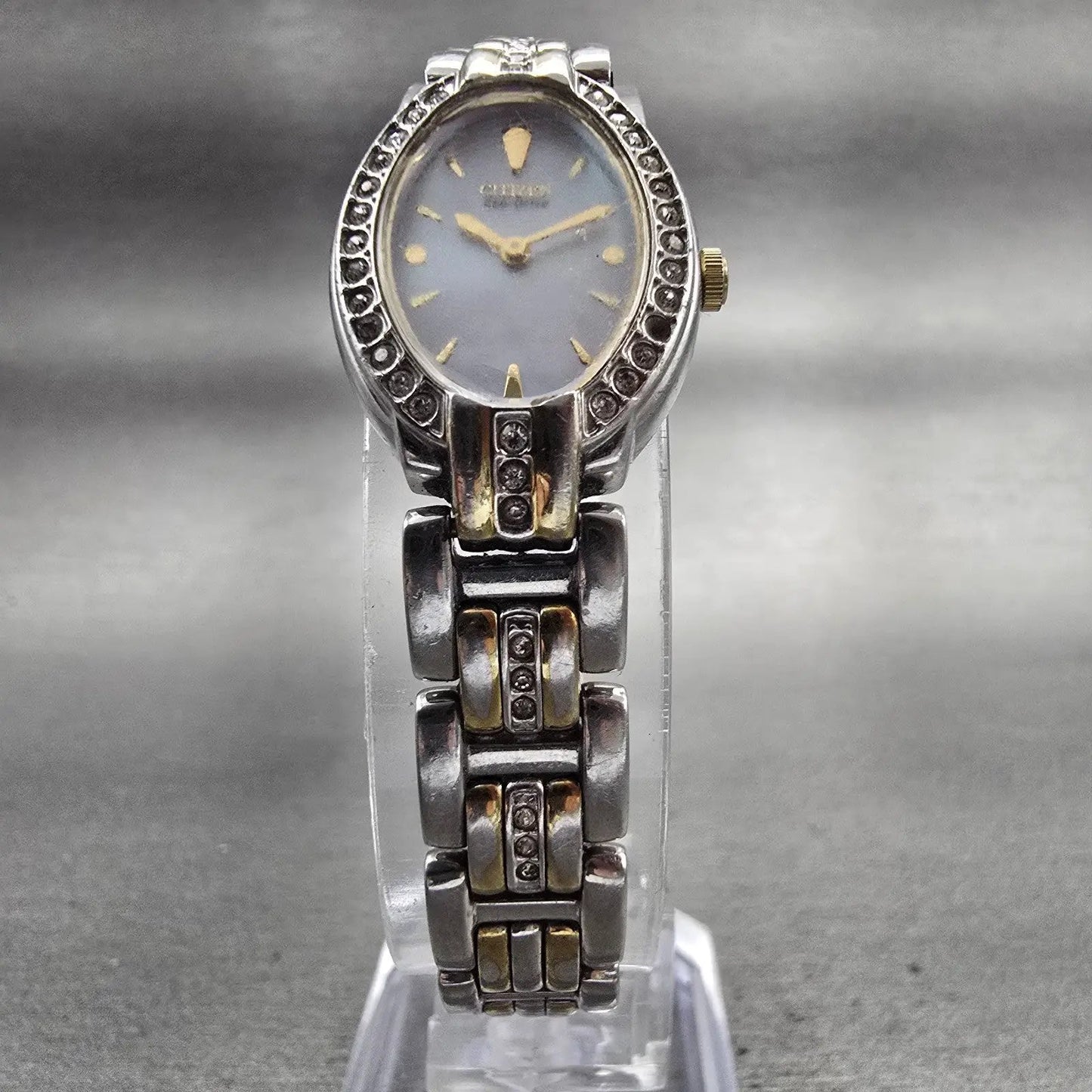 Citizen Eco-Drive Watch Women 17mm MOP Dial Silver Tone Gemmed B023-S039214 Runs5