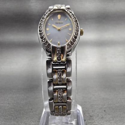 Citizen Eco-Drive Watch Women 17mm MOP Dial Silver Tone Gemmed B023-S039214 Runs5