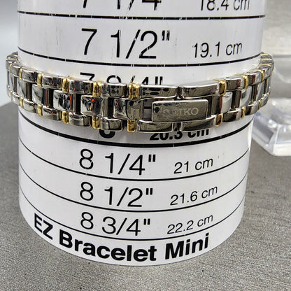 Seiko Tank Watch Women 13mm White Dial Two Tone Rectangle V2200AB0 New Battery10