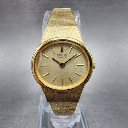 Seiko Watch Women 20mm Cream Dial Gold Tone Oval 23205439 New Battery0