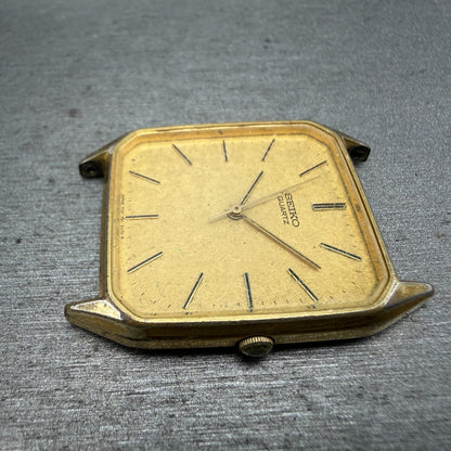 Seiko Tank Watch Men 27mm Champagne Dial Gold Tone Rectangle 7431-5049 PARTS7