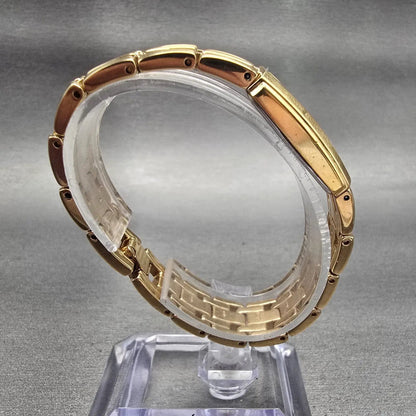 Seiko Watch Women 15mm White Dial Gold Tone Rectangle 4N00-7089 New Battery VTG8