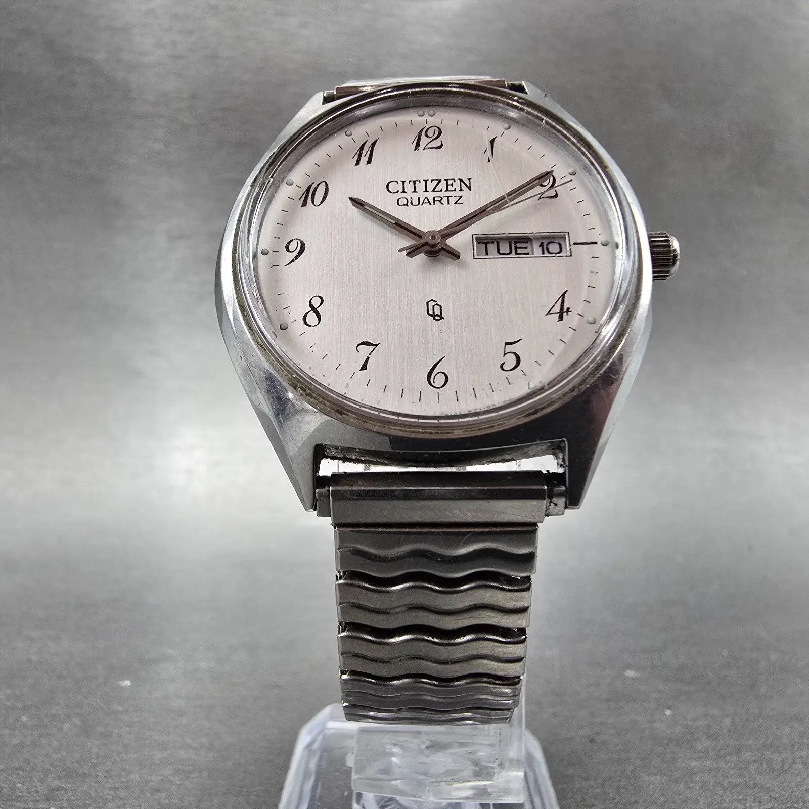 Citizen CQ Watch Men 36mm White Dial Silver Tone Daydate 6101-S05987 PARTS6