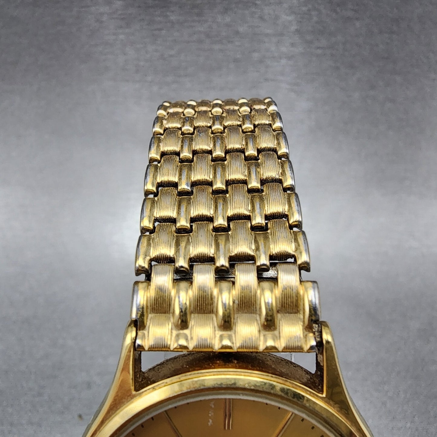 Seiko SQ Watch Men 33mm Champagne Dial Gold Tone Daydate 5h237b09 New Battery4