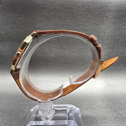 Seiko Watch Men 29mm Champagne Dial Gold Tone Rectangle 6430-5120 New Battery6