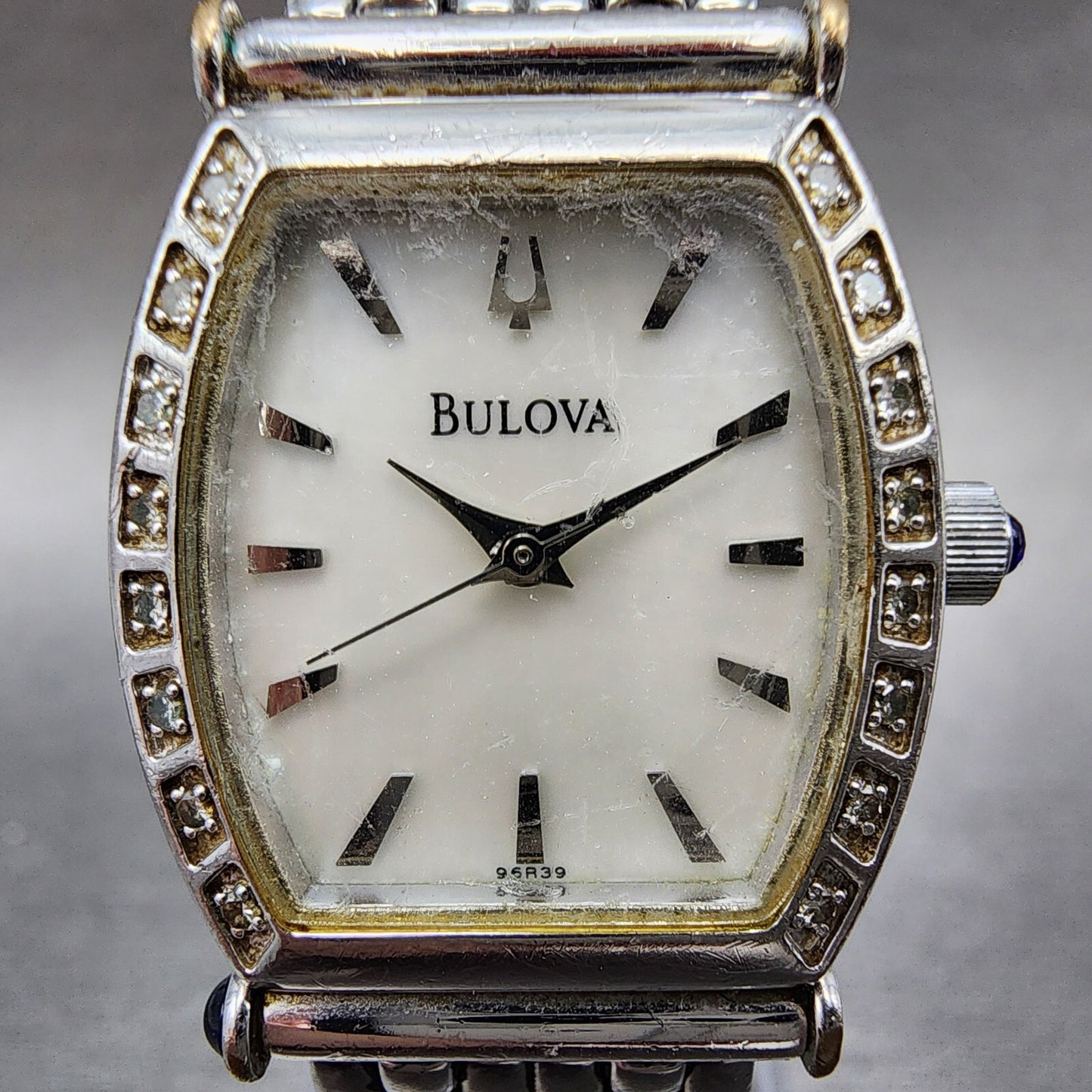 Bulova Watch Women 22mm MOP Dial Stainless Steel Tonneau 96R39 New Battery1
