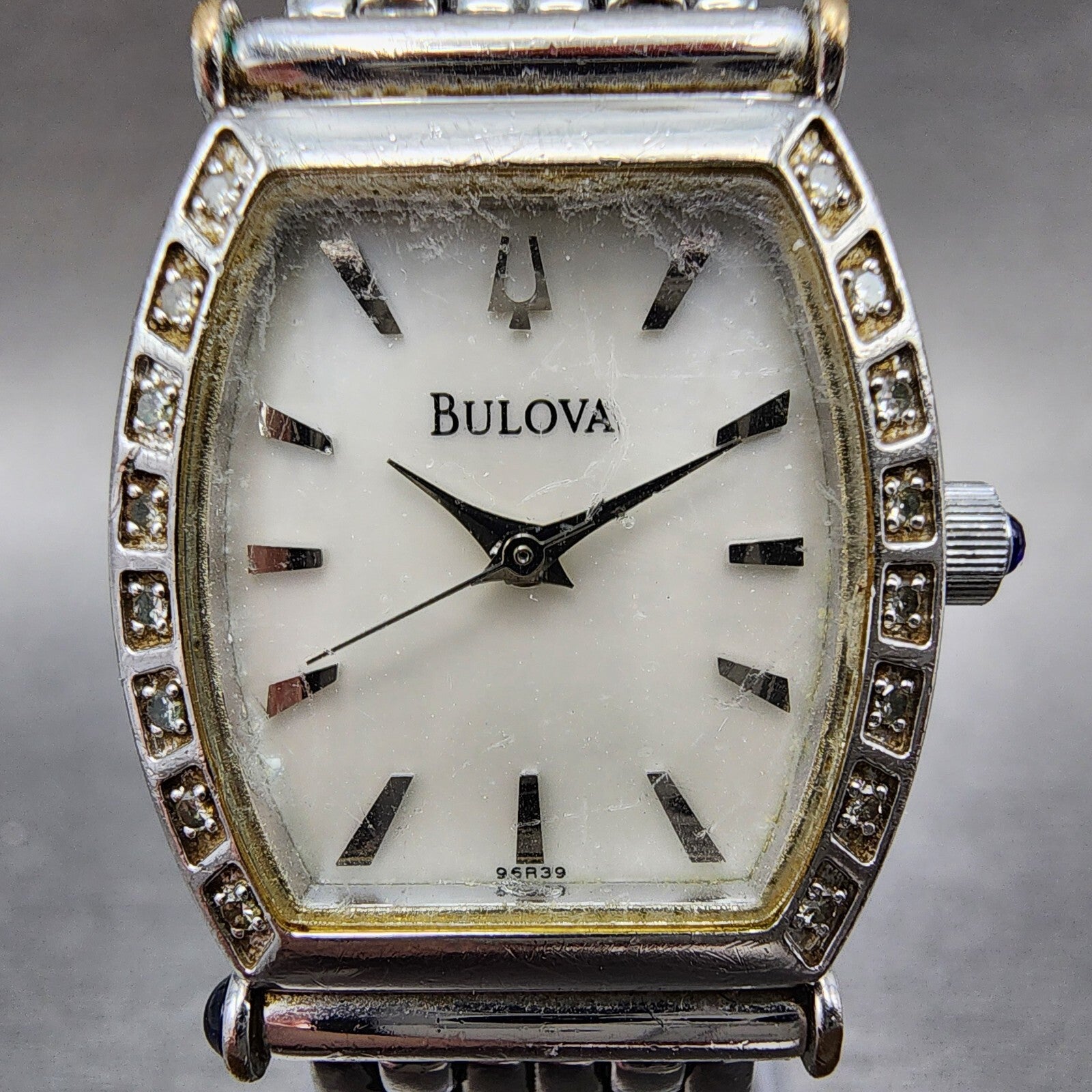 Bulova Watch Women 22mm MOP Dial Stainless Steel Tonneau 96R39 New Battery1