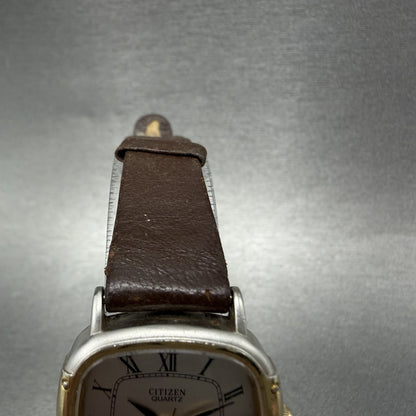 Citizen CQ Watch Women 25mm Silver Dial Two Tone Rectangle 1100108736 New Batt4
