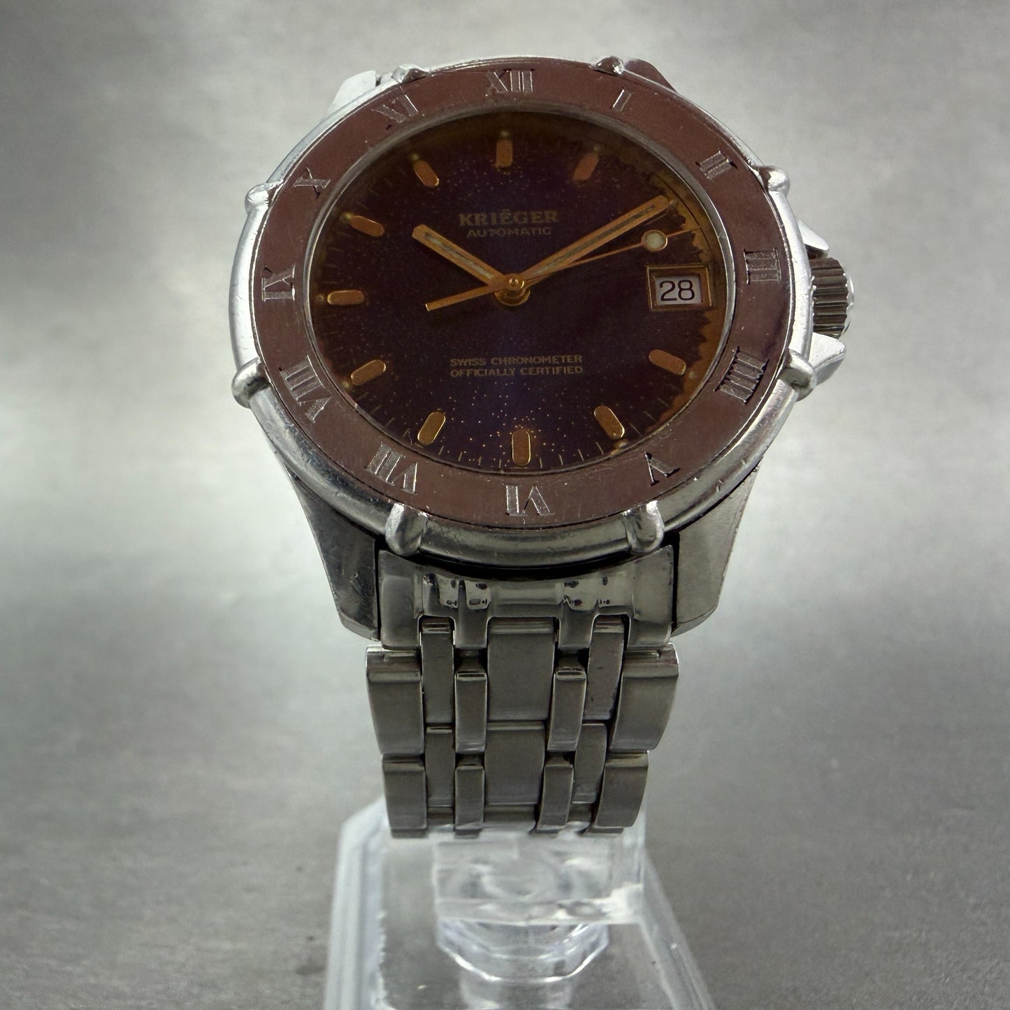 Krieger Automatic Watch Men 36mm Blue Dial Steel Date ETA 2892-2 PARTS6