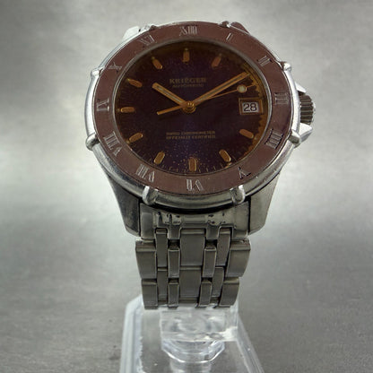 Krieger Automatic Watch Men 36mm Blue Dial Steel Date ETA 2892-2 PARTS6